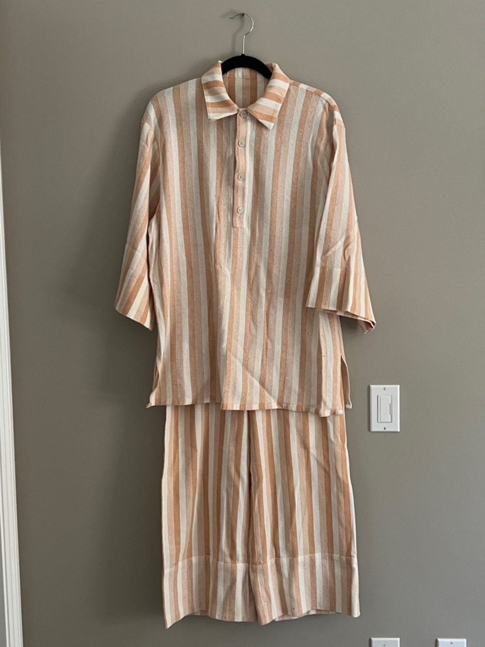 Striped Two-Piece Set in Peach and Cream